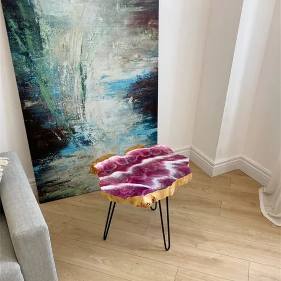 Modern Furniture Factory Direct Solid Walnut Wood Cafe Coffee Kitchen Restaurant Wooden River Epoxy Resin Dining Table