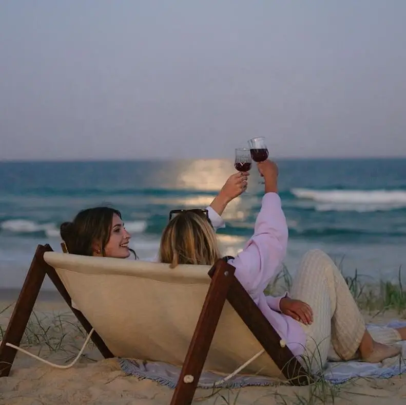 BR Large Sand free Waterproof 2 Adult Padded Beach Mat Chairs Picnic Blanket Outdoor Wooden Frame Canvas Sun Bed Lounge Recliner