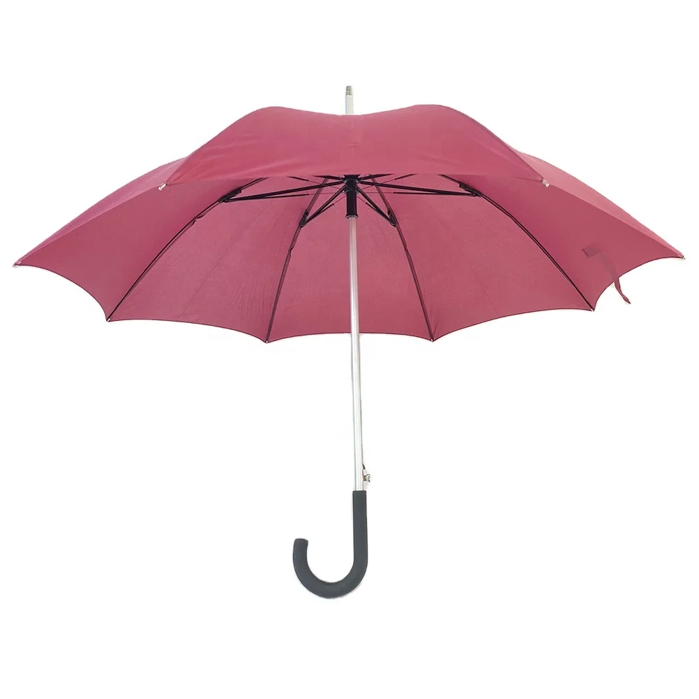Ovida Custom 46-Inch Windproof Umbrella with Wooden Crook Handle Dark Wine Red Regular Size Iron Frame for Adults