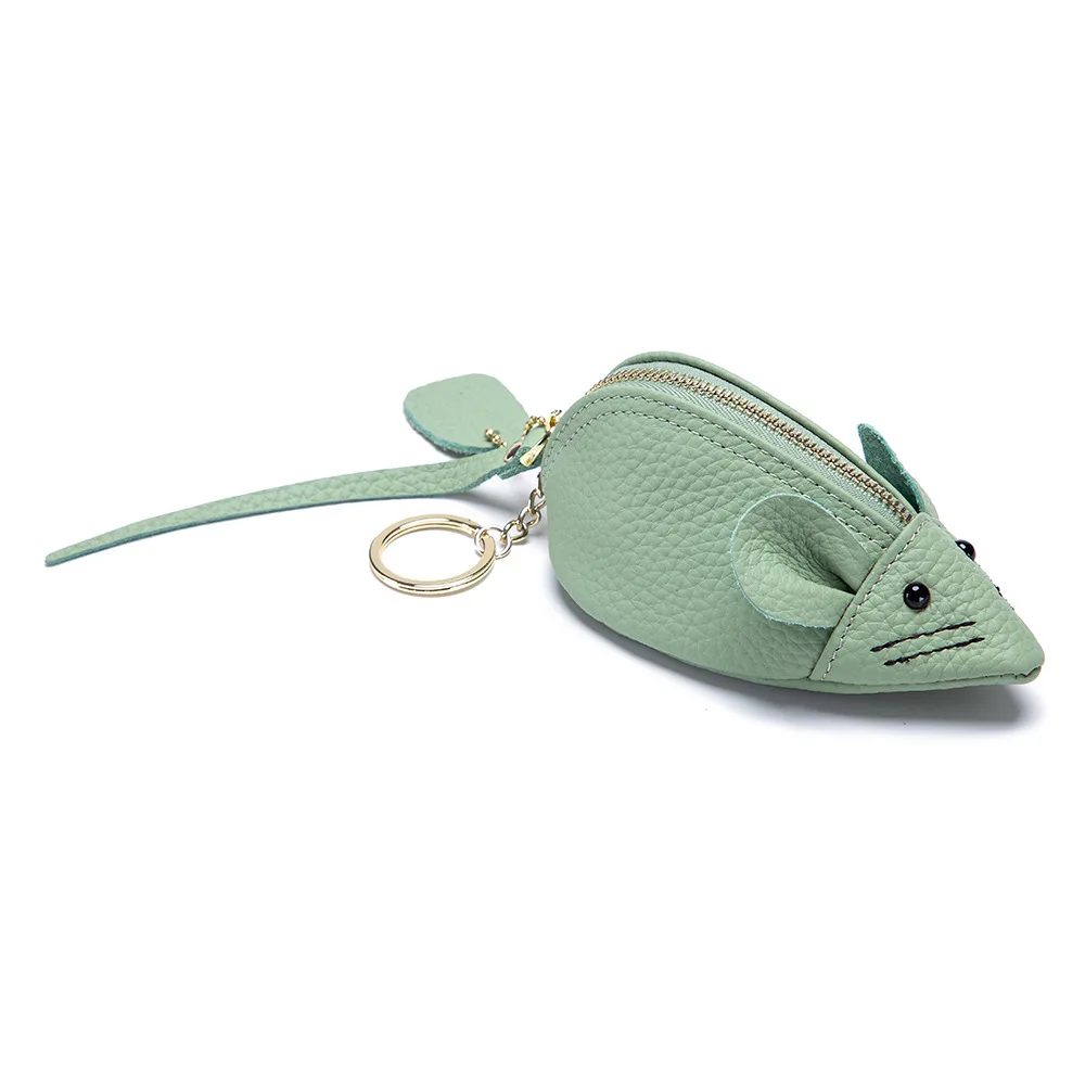 Cute Coin Purse Genuine Leather Mini Wallet Card Holder Mouse Design Bag