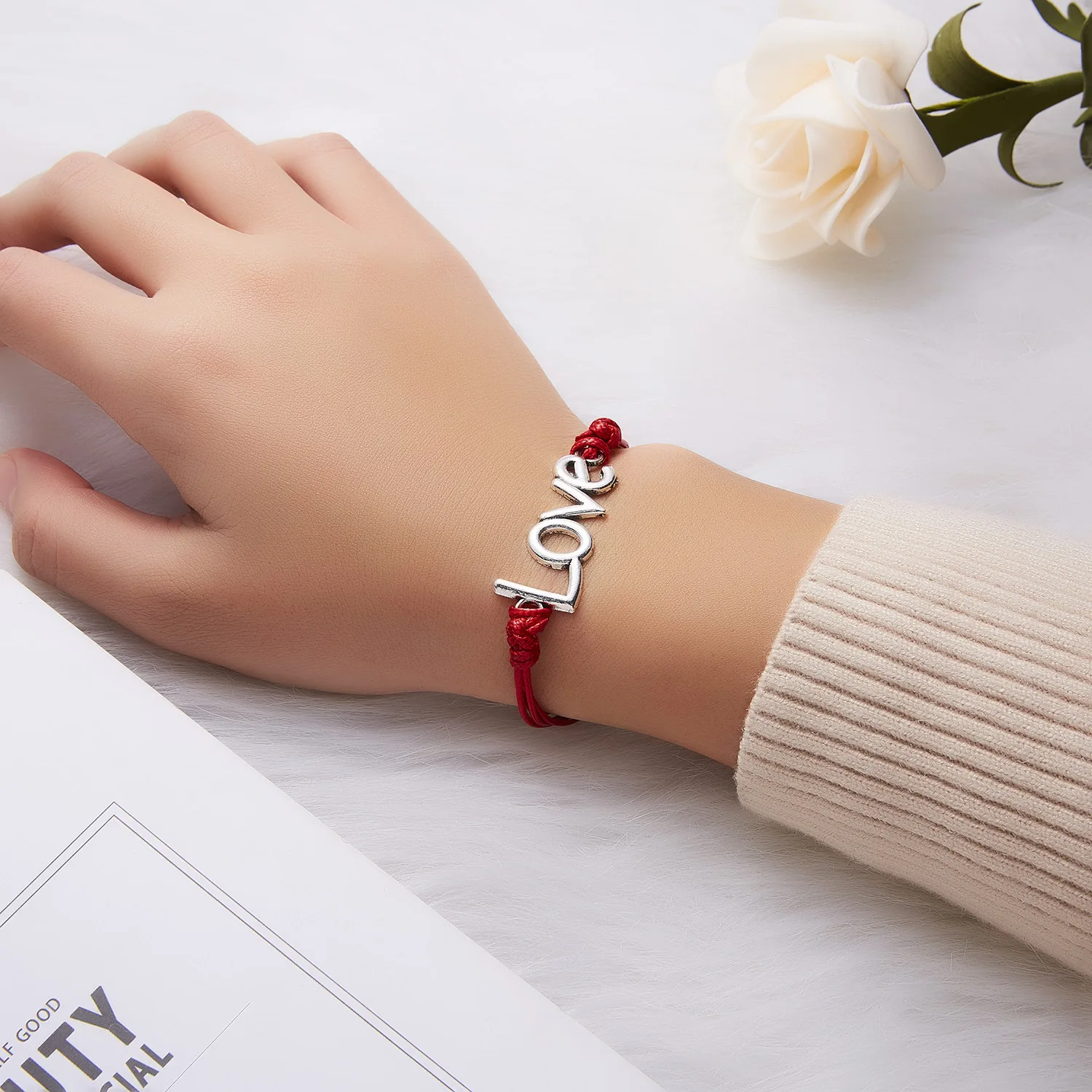 Personality custom love letter make a wish couple handmade woven bracelet love adjustable bracelet
