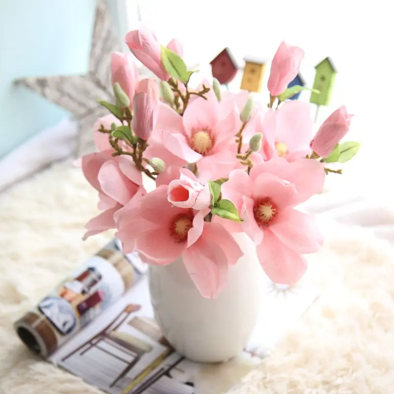 artificial flowers plastic magnolia decoration for wedding