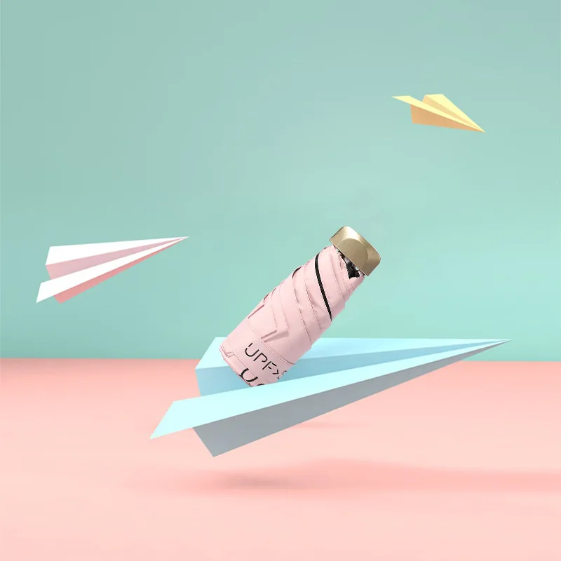 Portable Folded Ultralow-light 5 Folding Umbrella Sunblock UV Mini Pocket Umbrella