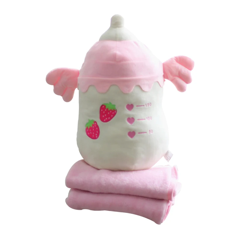 milk bottle shape short naping air conditioning Flannel blanket soft stuffed plush pillow Car Home Sofa Pillow