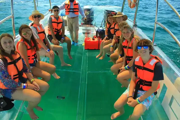 SUNLIFE big size clear boat transparent glass bottom boat crystal vessel clear boat for 15 passengers with 75HP motor engine