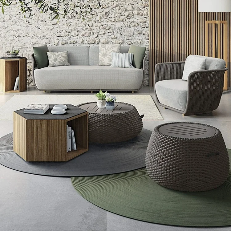 Factory Price PE Wicker Rattan Patio Leisure Hand Weave Exterior Weather Proof Outdoor Furniture Garden Sofa Sets