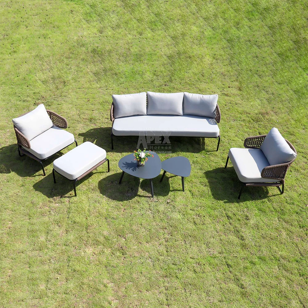 100% Hand Weaving Aluminum frame Waterproof fabric Patio Garden Furniture Sofa Set