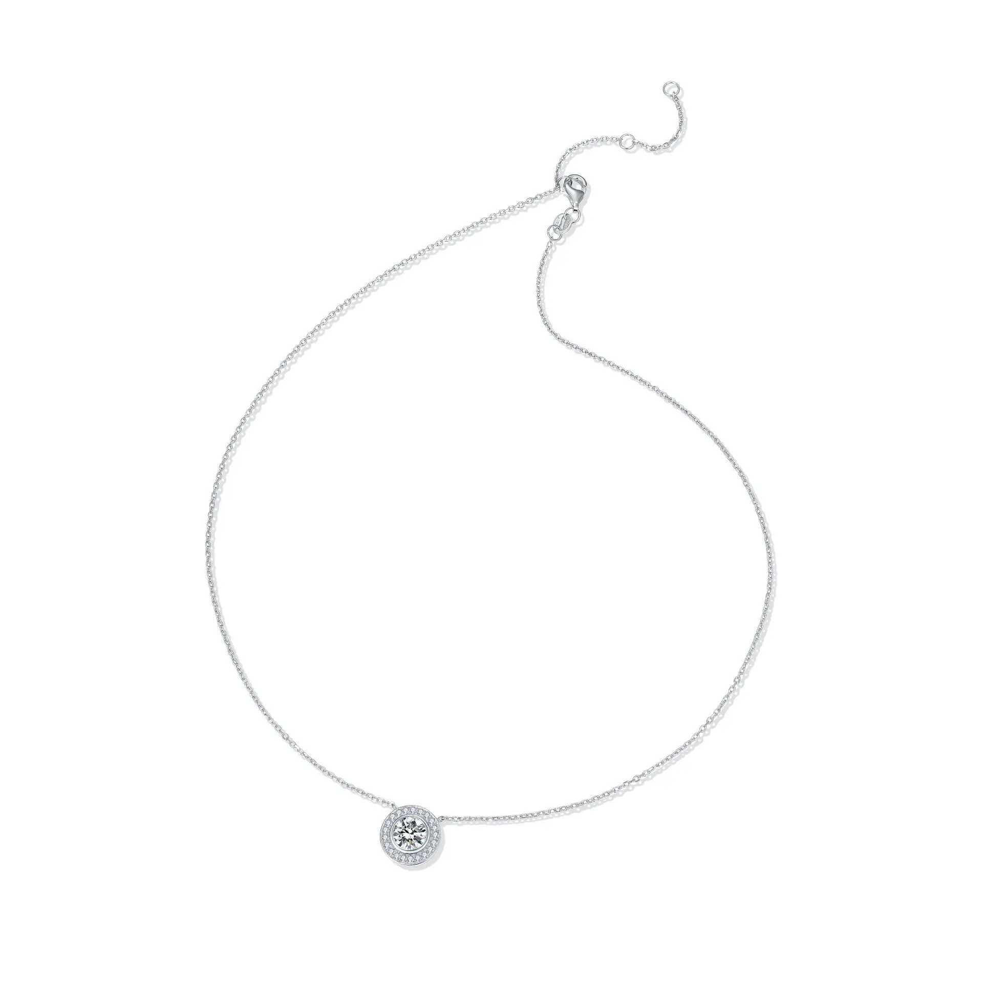 De Chic Pass Diamond Tester Classic D Color White Full Moissanite Necklace 925 Sterling Silver Round Bubble Pendant Jewelry