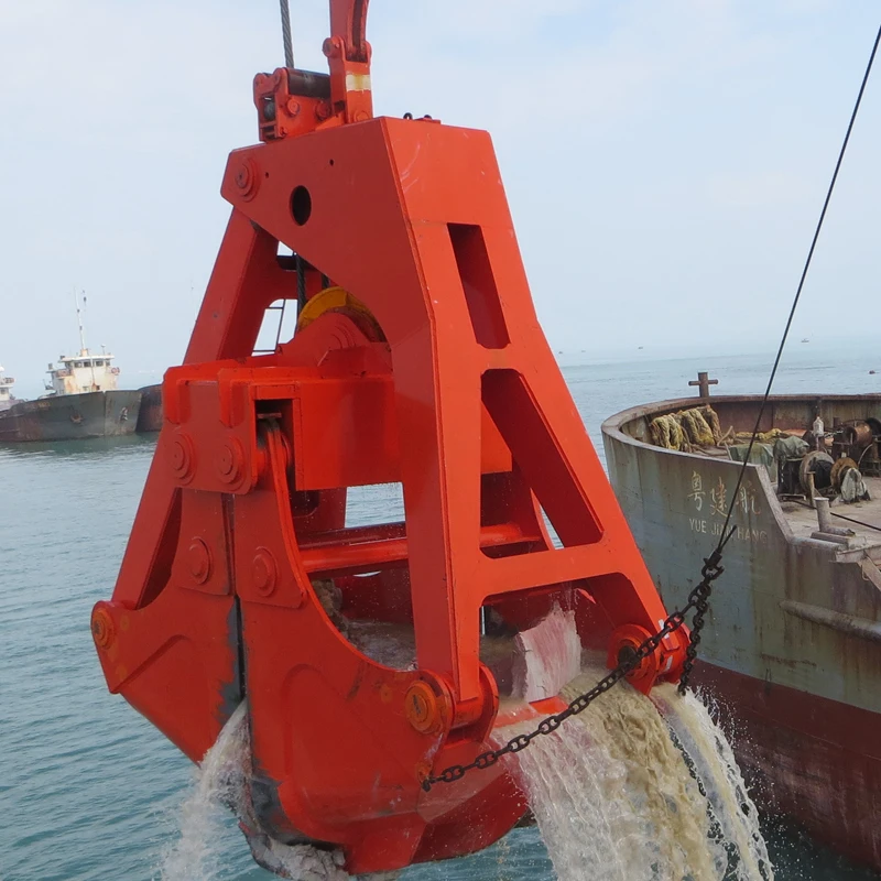 Dredging salving top quality easy to use steel scrap grab with two cable cranes