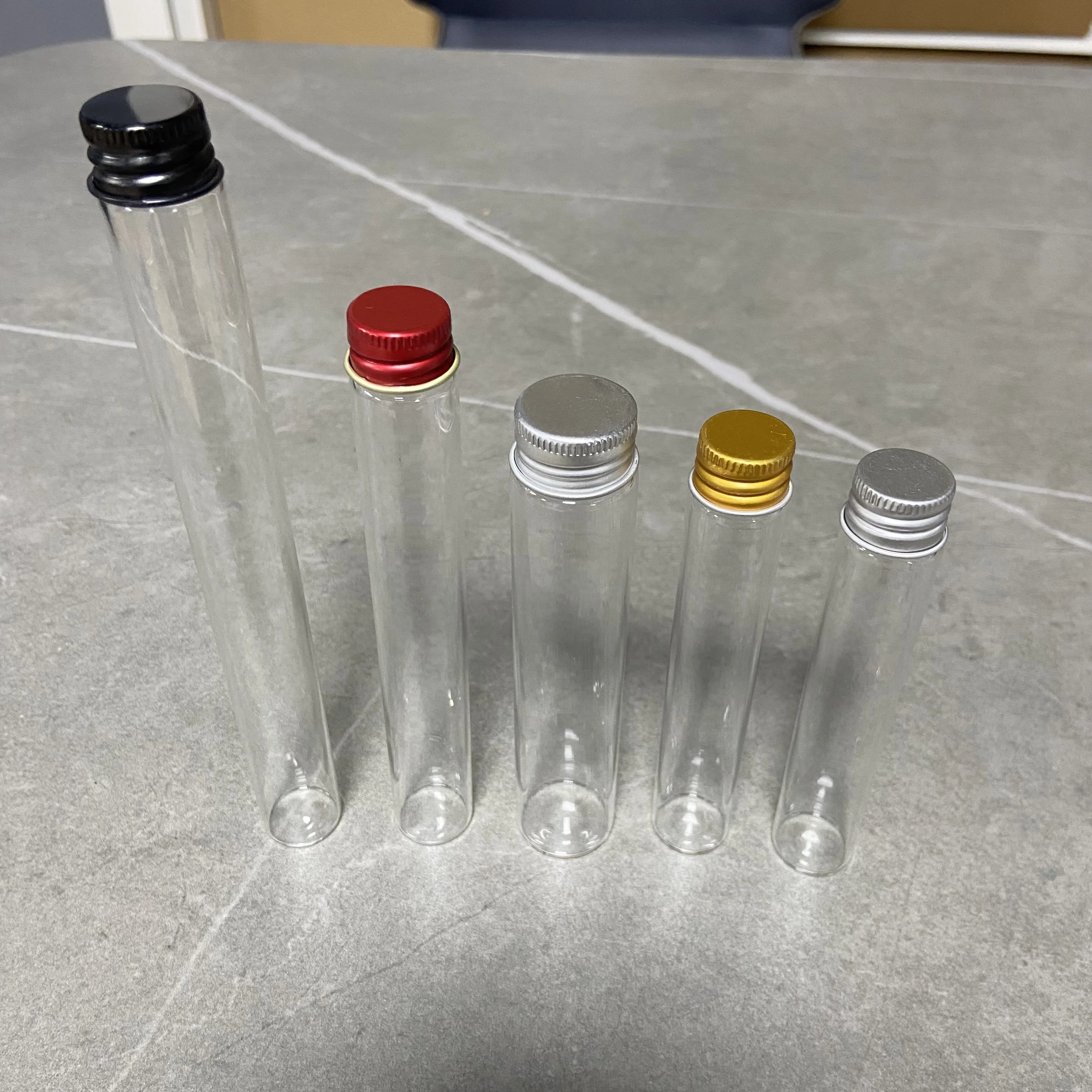Wholesale Clear 98mm 120mm 140mm Glass Vials Glass Tube with Aluminum Cap