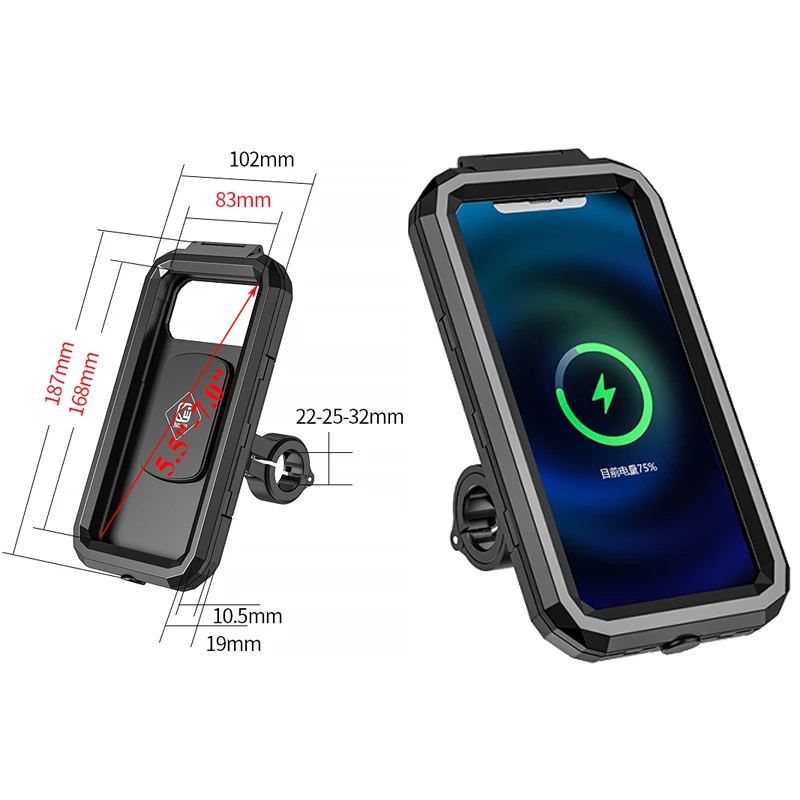 Wireless Charger Motorcycle Mount 5.5-7.0 Inches Phone Bike Holder For Bicycle And Motorcycle