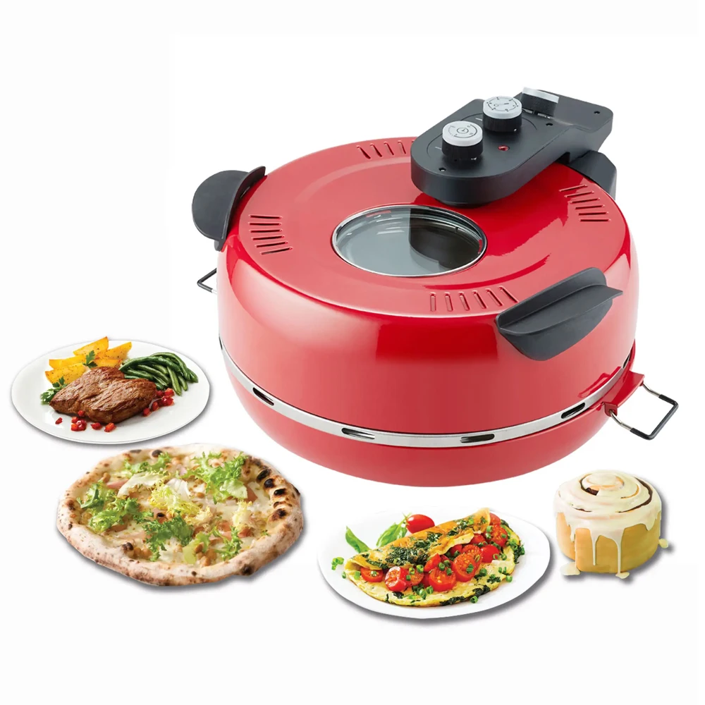 XEOLEO Household Pizza Cooker With Ceramic Stone Automatic Fast Round Pizza Marker Electric Pizza Oven
