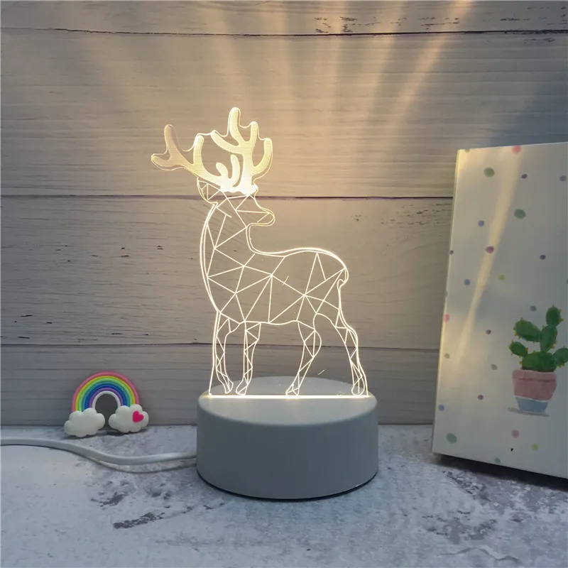 Home Decor Acrylic Unicorn illusion Night Lamp Warm White 3D Creative Baby Gift Nightlight Children 3D LED Night Light For Kids