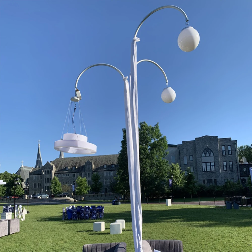 Chandeliers Hannger Silver Aluminum Tall Pipe and Drape Chandeliers Arch Curved Backdrop Upright Pipe Stand Kit or Event