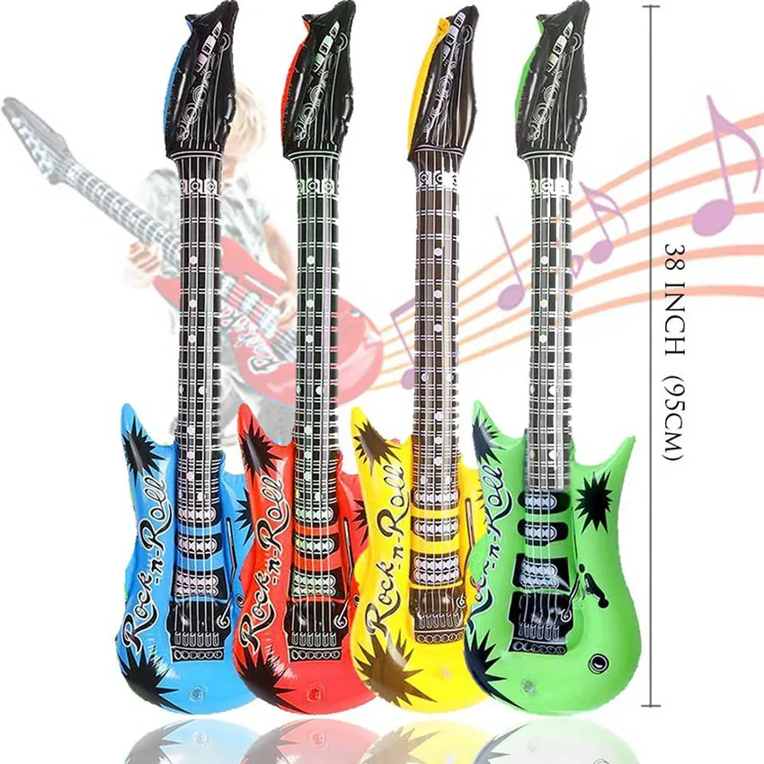 2023 Inflatable Guitar Music Birthday Toy Party Promotion Gift Props Microphones Saxophone Keyboard Piano Inflatable Guitar