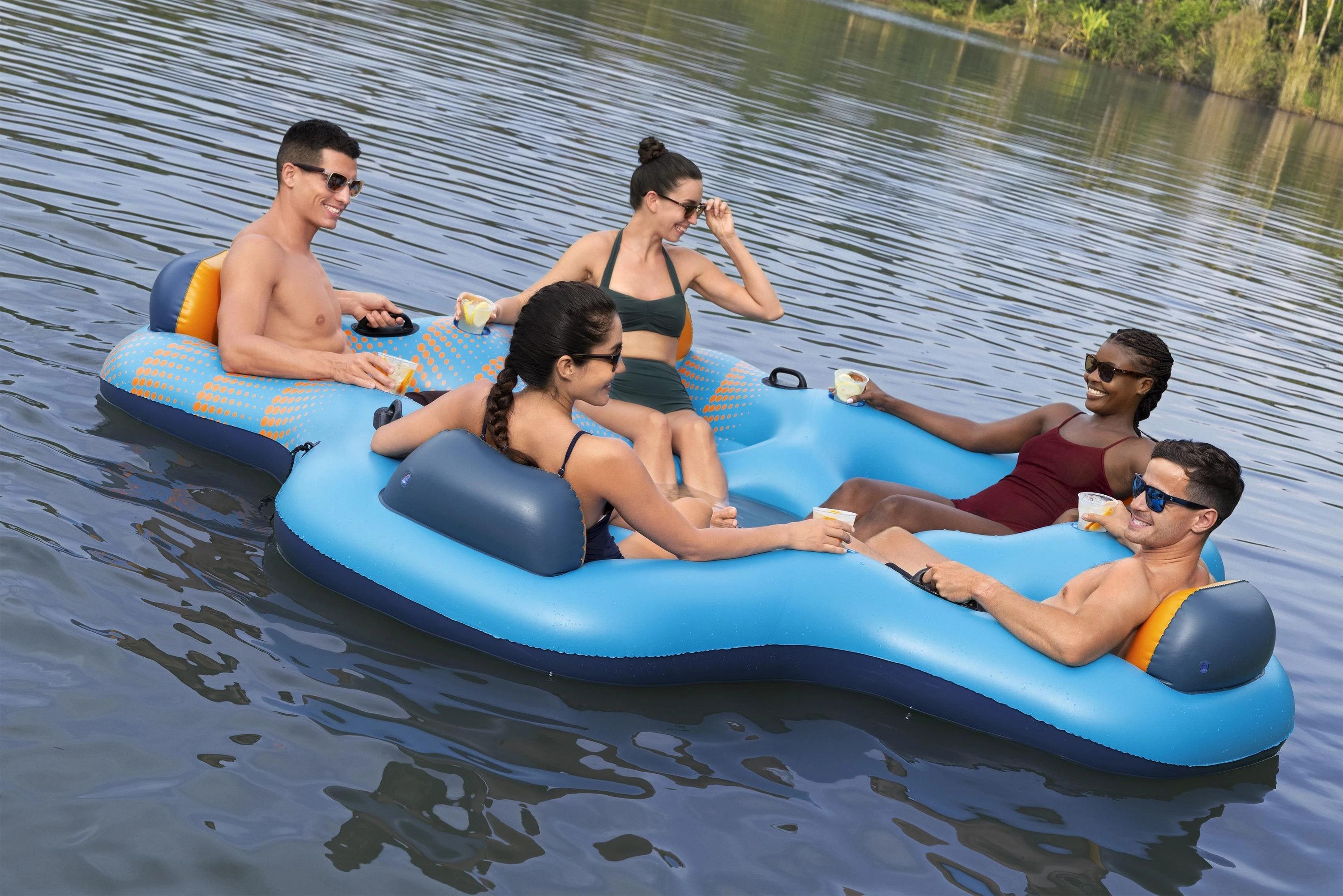 2025 new arrival bestway 43842 inflatable PVC 3.00m x 2.87m Five SEAT Party Floating Island
