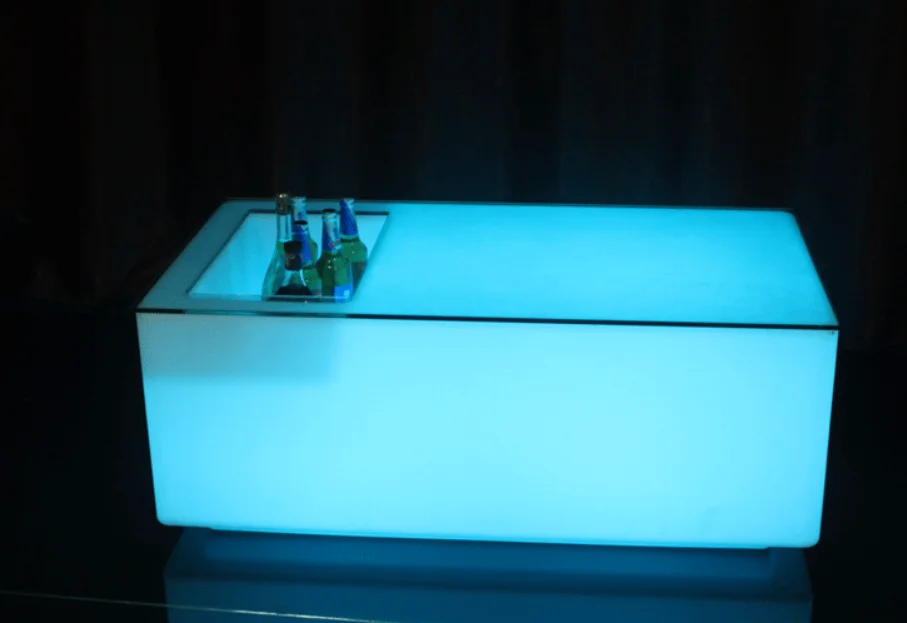 Glowing party plastic led lighted portable bar ice bucket table for nightclub