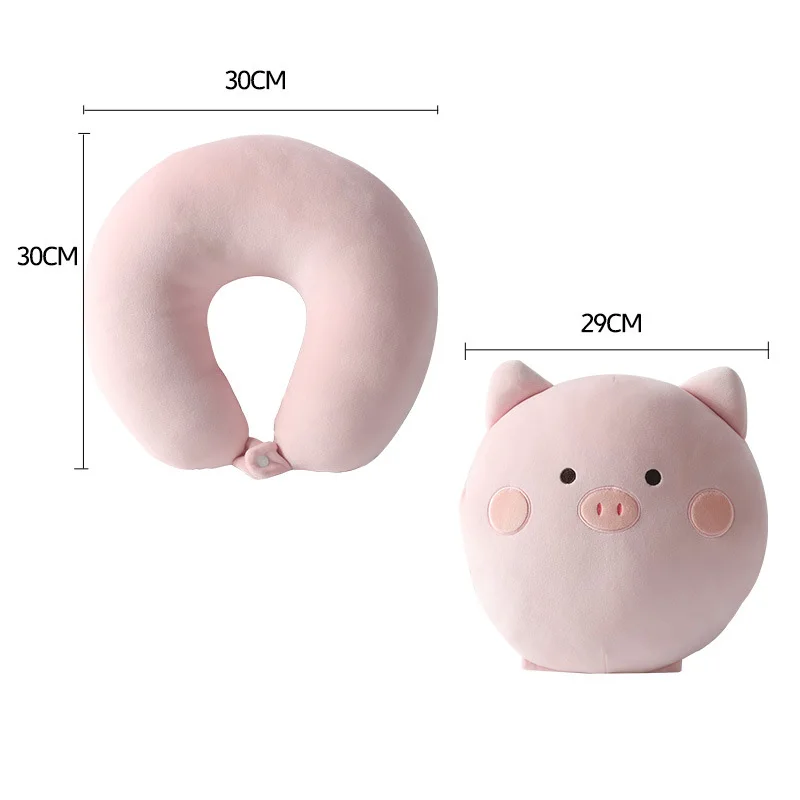 Multifunction Micro Fiber 3 In 1 Pillow Office Chair Neck Cartoon Pig Zipper Soft Fluffy Pillows
