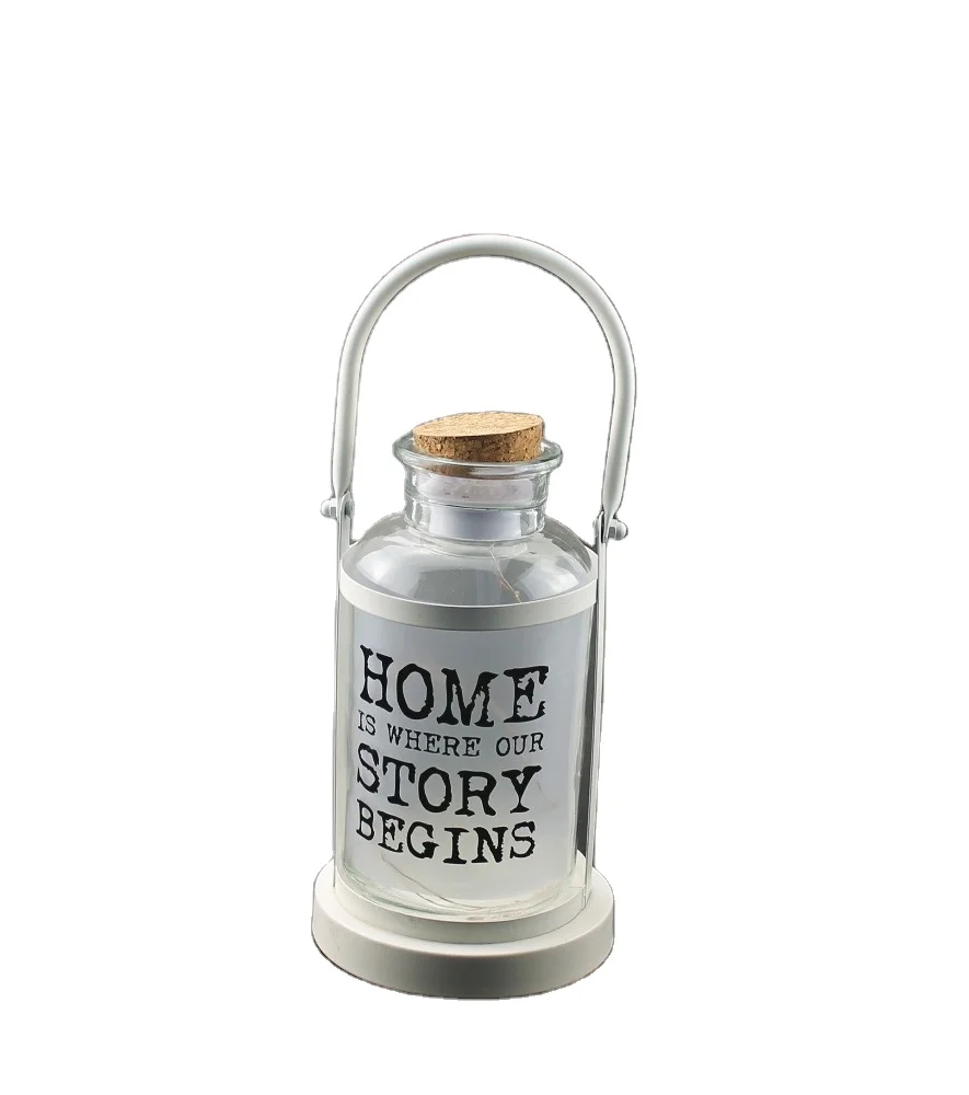 Black or white iron glass bottle holder plus glass jar light (60738301893)