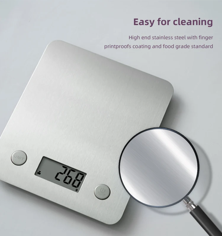 Hot Sale 5kg Stainless Steel Smart Food Scale LCD Display Bluetooth Tempered Glass ABS Plastic Material Certified Rohs Household