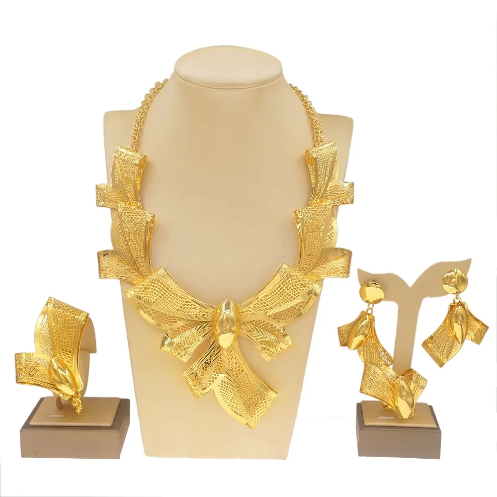Zhuerrui 18k Gold Wedding Jewelry Set Accessories Big Brazilian Gold Jewelry Sets Brand Designer Hot Selling Jewelry NH00076
