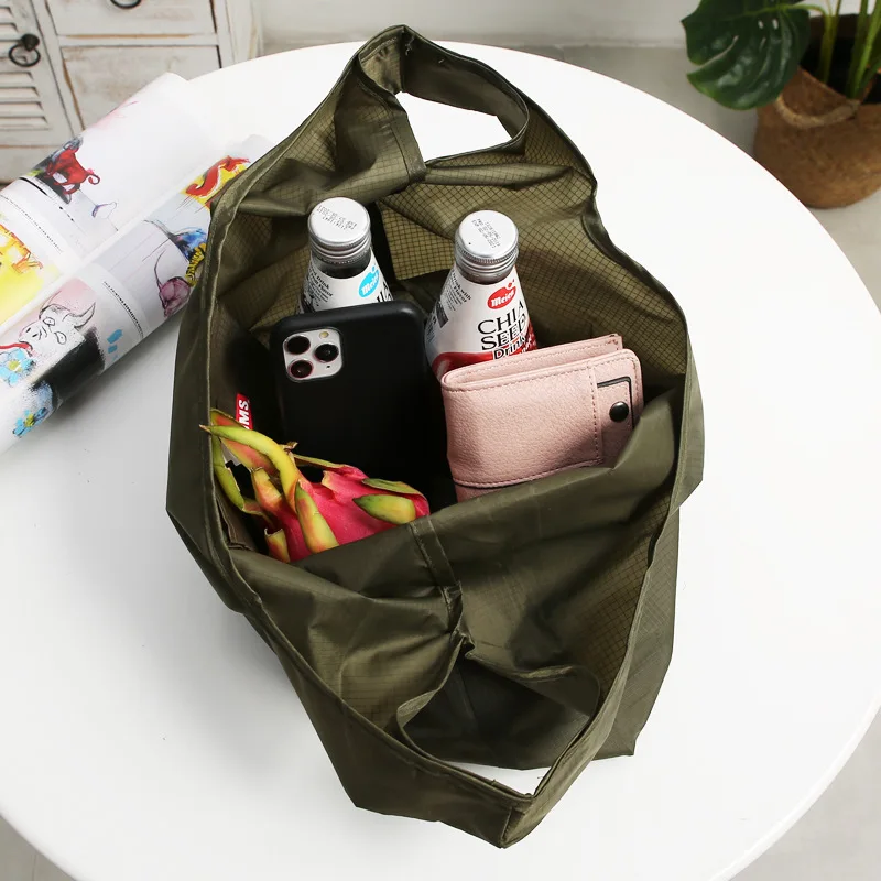 Recycle Folding  Nylon Polyester Foldable Tote Shopping Bag