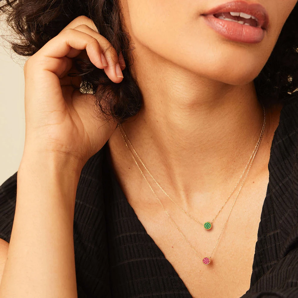 eManco Birthstone Zirconia Necklace 12 Color Stainless Steel pendant necklace Constellation Month Gift Jewelry wholesale