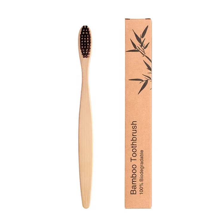 Hot Sell 100 % Natural Bamboo Soft Charcoal Wooden Toothbrush for Clinic Use