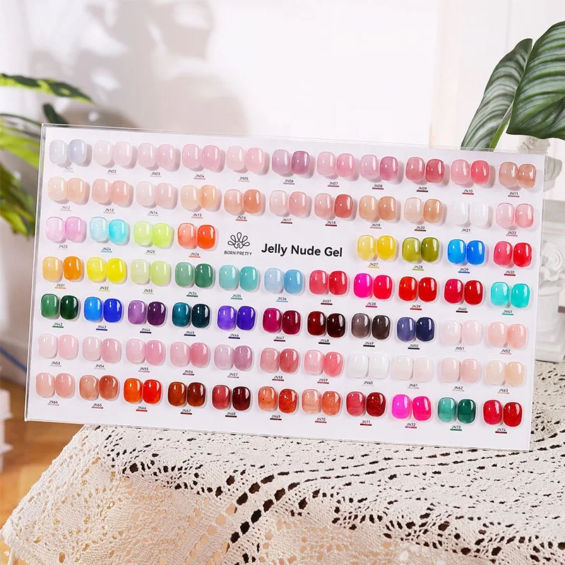BORN PRETTY New 74 Colors Jelly Nude Translucent Gel Polish Collection Set Non Toxic Vegan Odorless Gel Nails Polish Uv Gel Kit