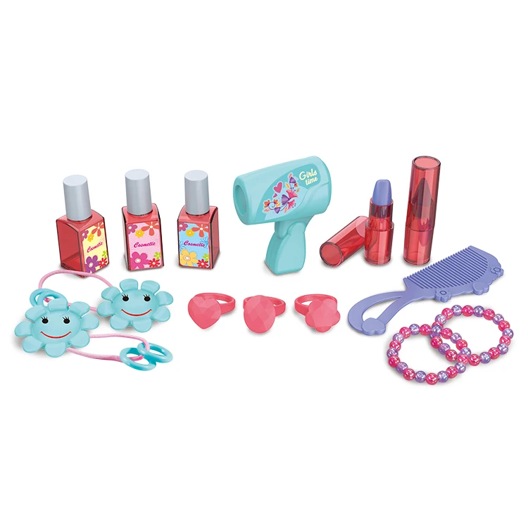 Fashion Princess Girls Makeup Set kid makeup To Storage Bucket Dresser With Kids Mirror Toy Simulation Pretend Play Set