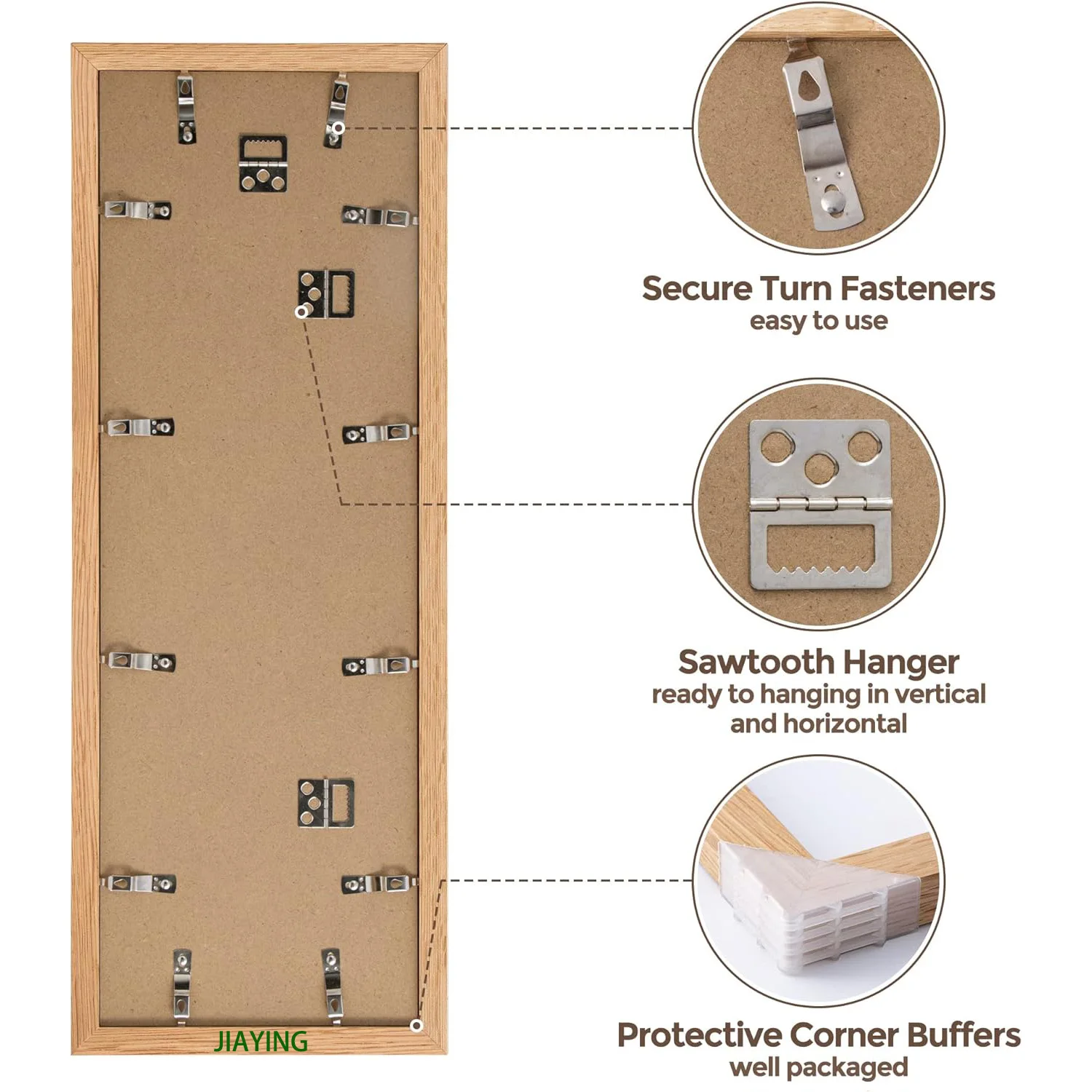 Display Multiple Five 4x6 Photos or 8x24 without Mat Wall Mounting Horizontal or Vertical Natural Oak wood 8x24 Picture Frame
