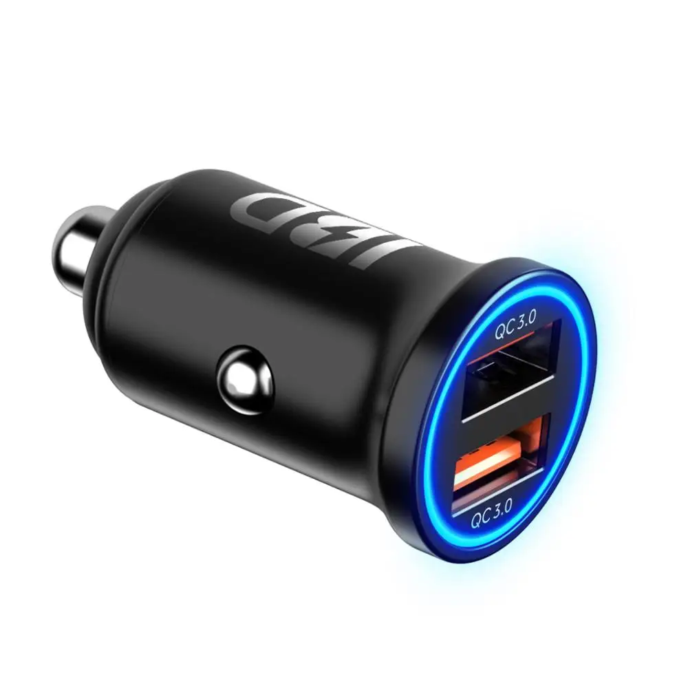  IBD двойной QC3.0 Usb Автомобильное зарядное устройство для мобильных телефонов из цинкового сплава цинковый сплав 36 Вт Быстрая зарядка зарядного устройства смарт-розетка со светодиодной