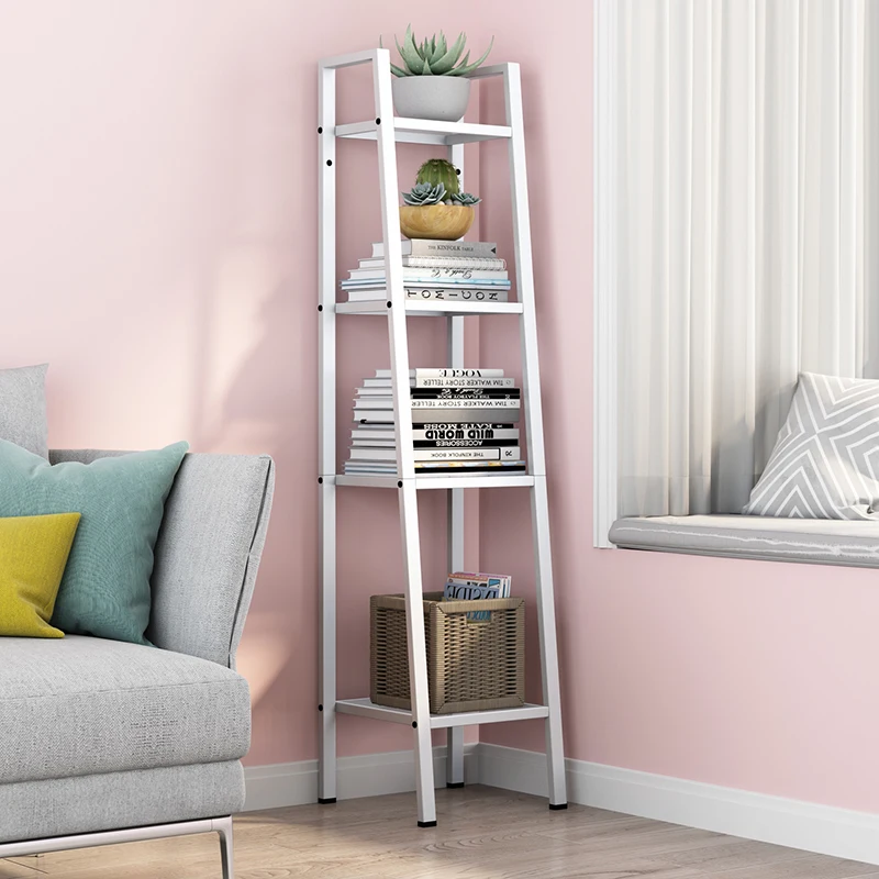 Home living room corner shelf multilayer trapezoidal frame storage metal ladder shelves