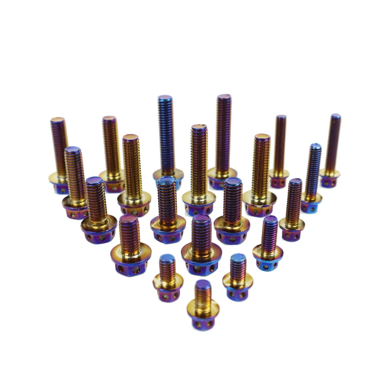 Not Easy To Rust Surface Anodized Hardware Fasteners Colorful Bolts Screw Motorcycle M8 M6 Head Hexagon Bolt Screw