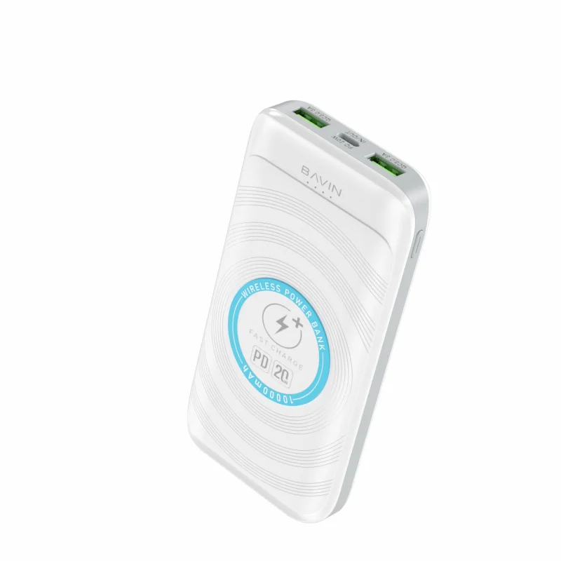 BAVIN 10000mah PD 20W PC093 new power bank fashion wireless power bank 2usb Powerbank type c