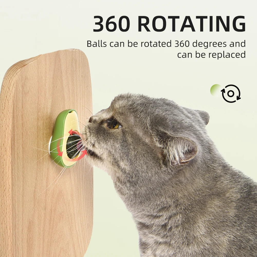 Avocado Interactive Pet Rotatable Treats Kitten Playing Edible Licking Ball Cat Catnip Wall Ball Toy