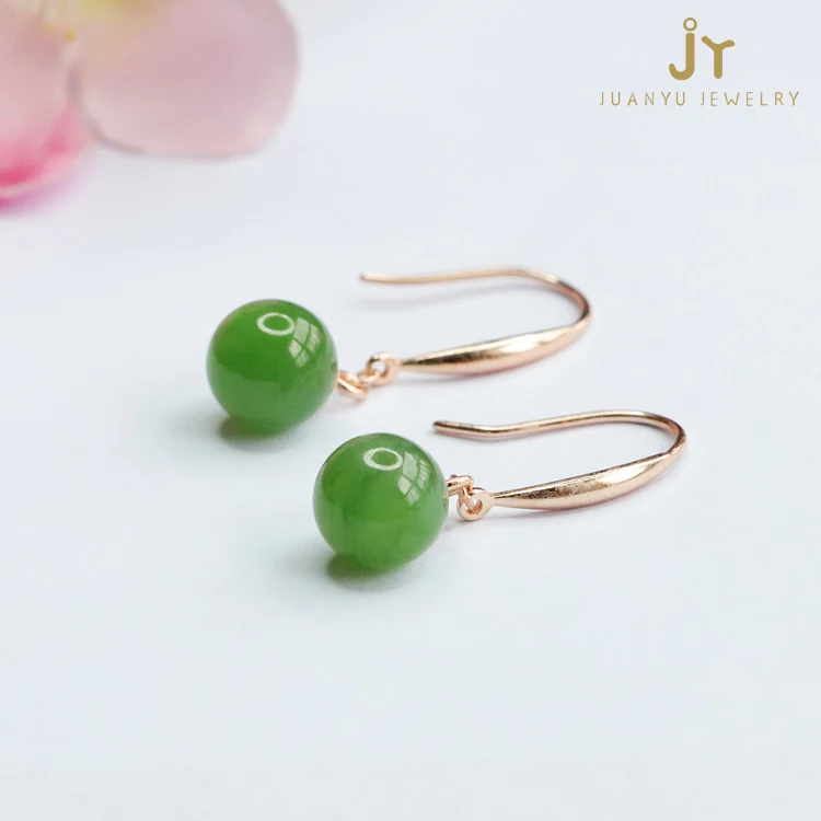 Wholesale 925 Sterling Silver Jasper Earrings Fashion Jewelry Gemstone Earrings Natural Stone Hetian Jade Drop Earrings