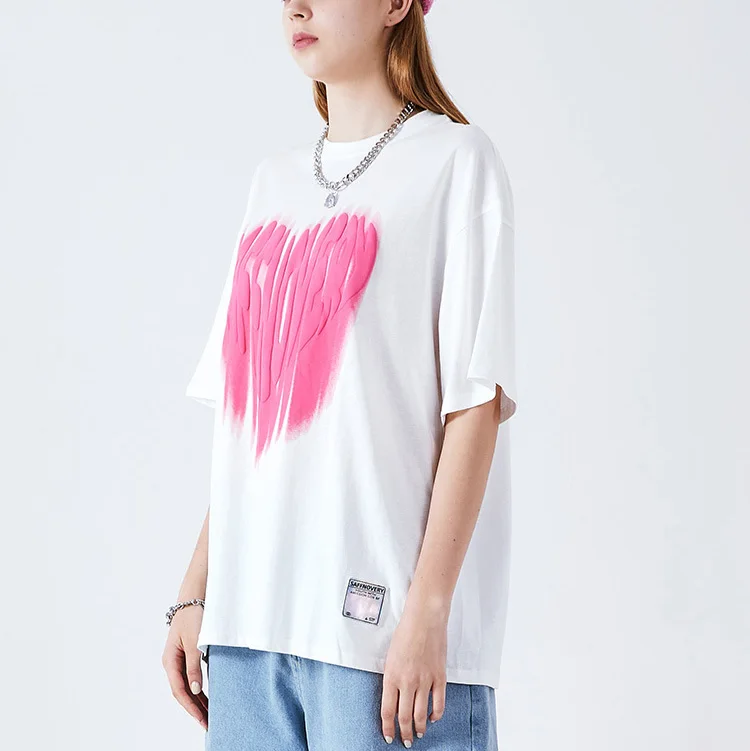 Hot sale summer heavyweight printing graphic t shirts 100% cotton short sleeve plus size 3d puffs print t shirt