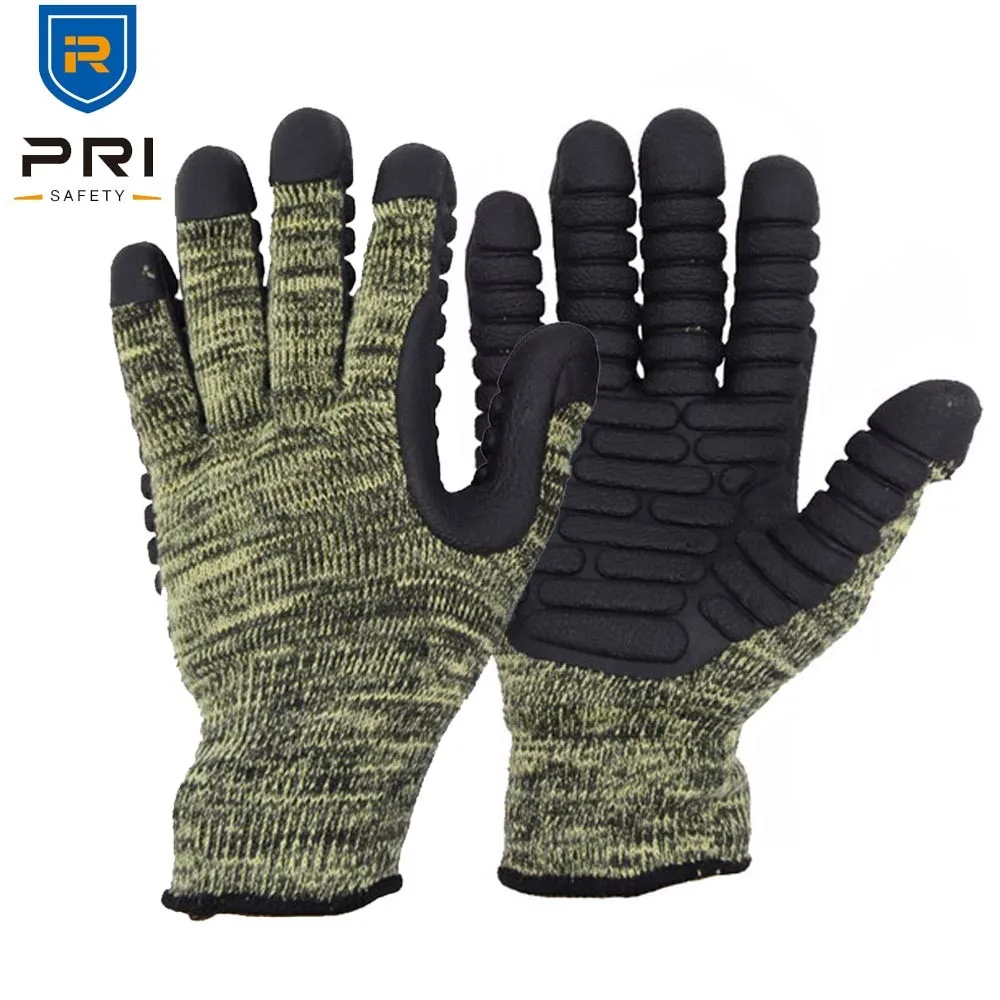 PRI Knitted Wrist Construction Anti Slip Vibration-Resistant Great Grip Dipped Nitirle Oil Gas Drilling Coated TPE Gloves