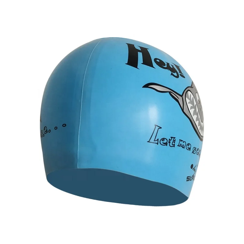 Factory offer kid Cartoons animal 100% silicon swimming caps for children