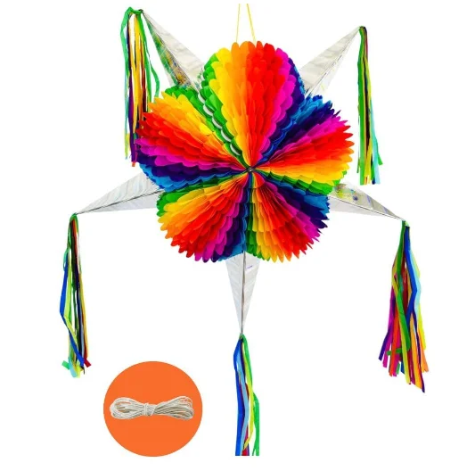 wholesale Party Mexican Star Pinata Festive Rainbow Pinatas Party Decorations foldable 32 Inch Large  Birthday Pinata for Kids B