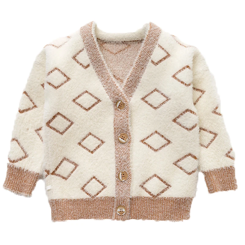 Customization Girls sweater Mink wool 2020 autumn/winter thickened sweater for children and boys Korean style cardigan coat