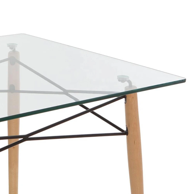 Wholesale Cheap Bazhou factory hot sale modern design 4 seater glass dinner table for dining room