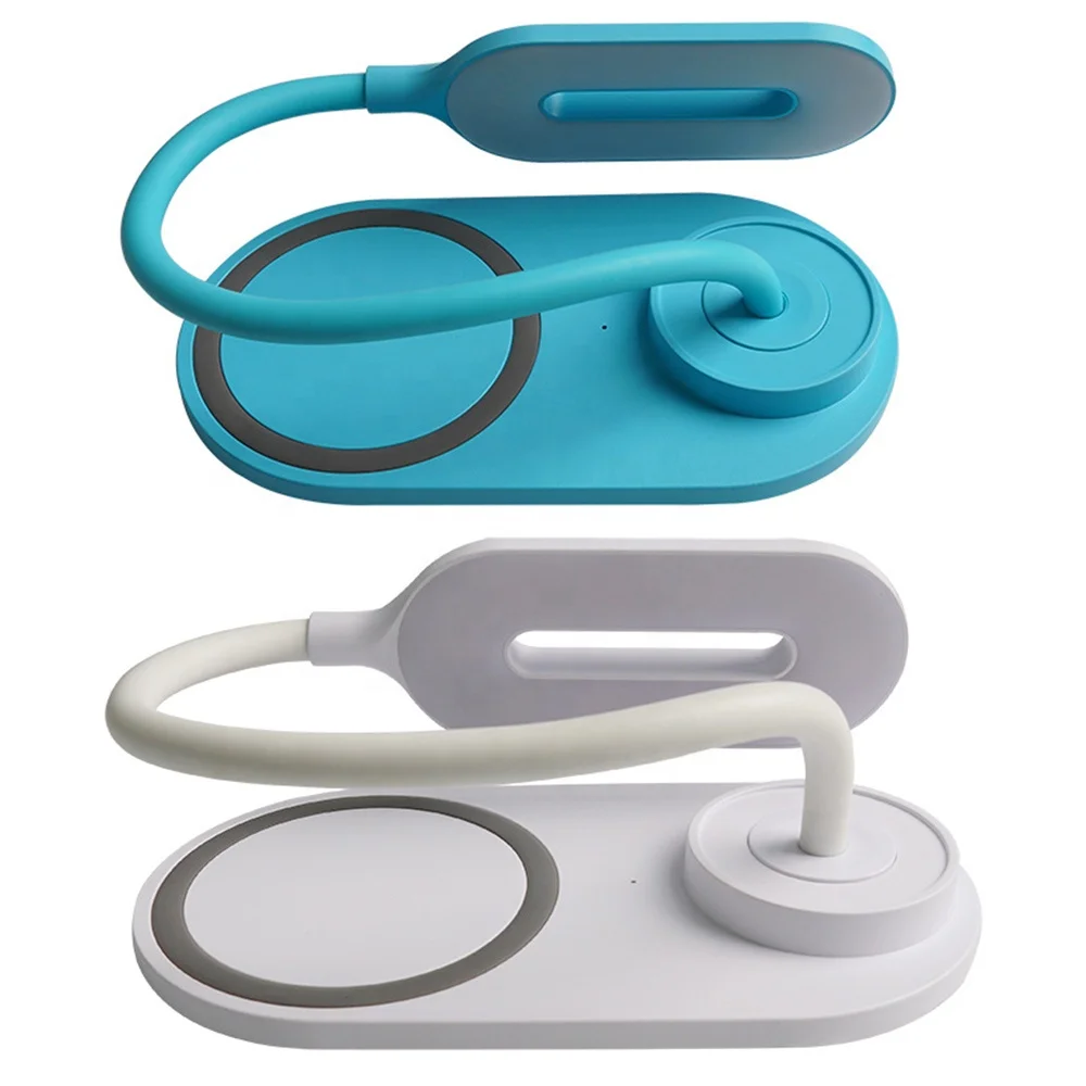 Portable Cell Phone Fast Wireless Chargers Dock Station Desk Lamp With Pen Holder Eye-Caring Touch Switch Reading LED Lamp