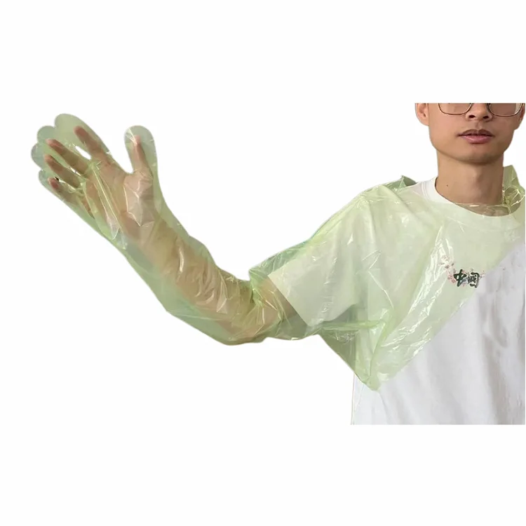 Comfortable Veterinary Obstetric Pe Gloves Folded Elbow Length Disposable Gloves