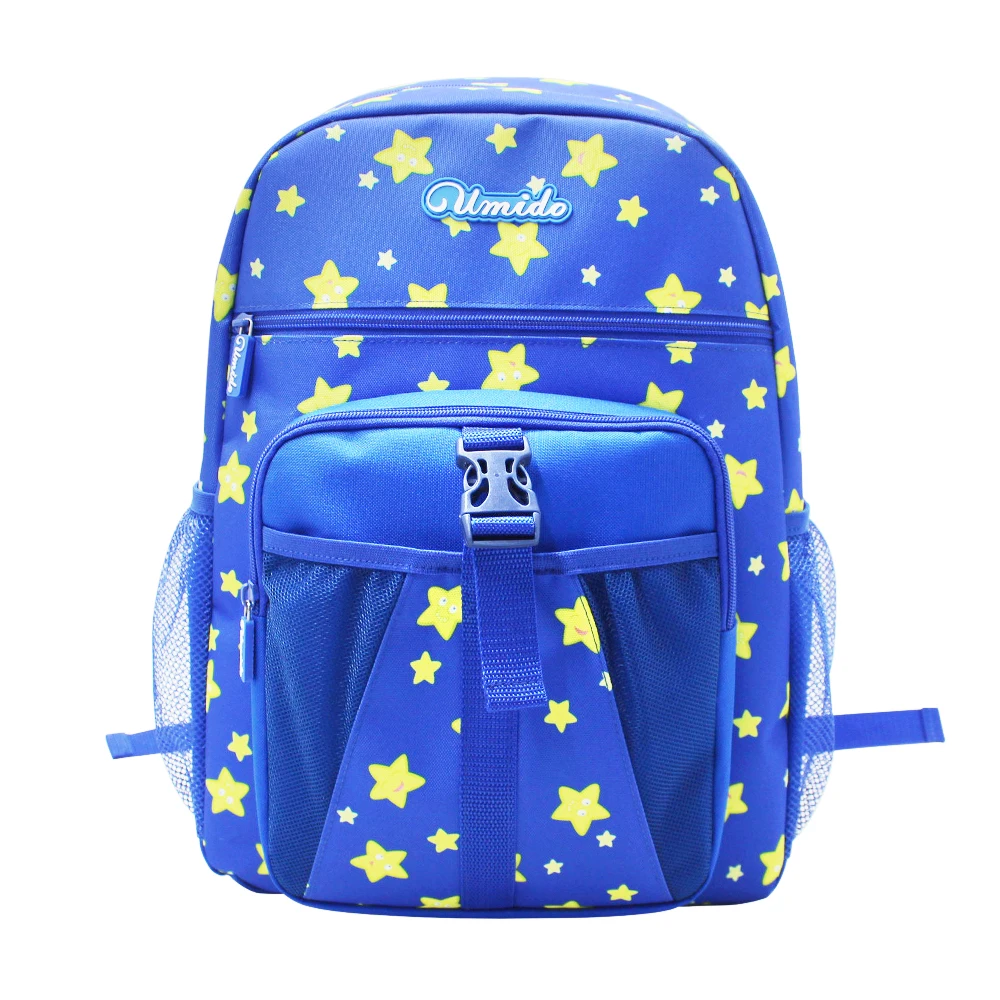 Comfort Personalized Boys Child Backpack With Stars Pattern Bright Blue Bag For Middle School Students