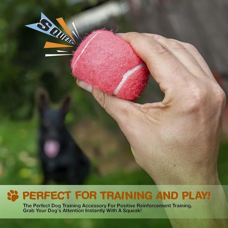 Custom Logo Printed Rubber Pet Squeaky Tennis Balls Interactive Dog Toy Ball for Pet Dog Training Playing
