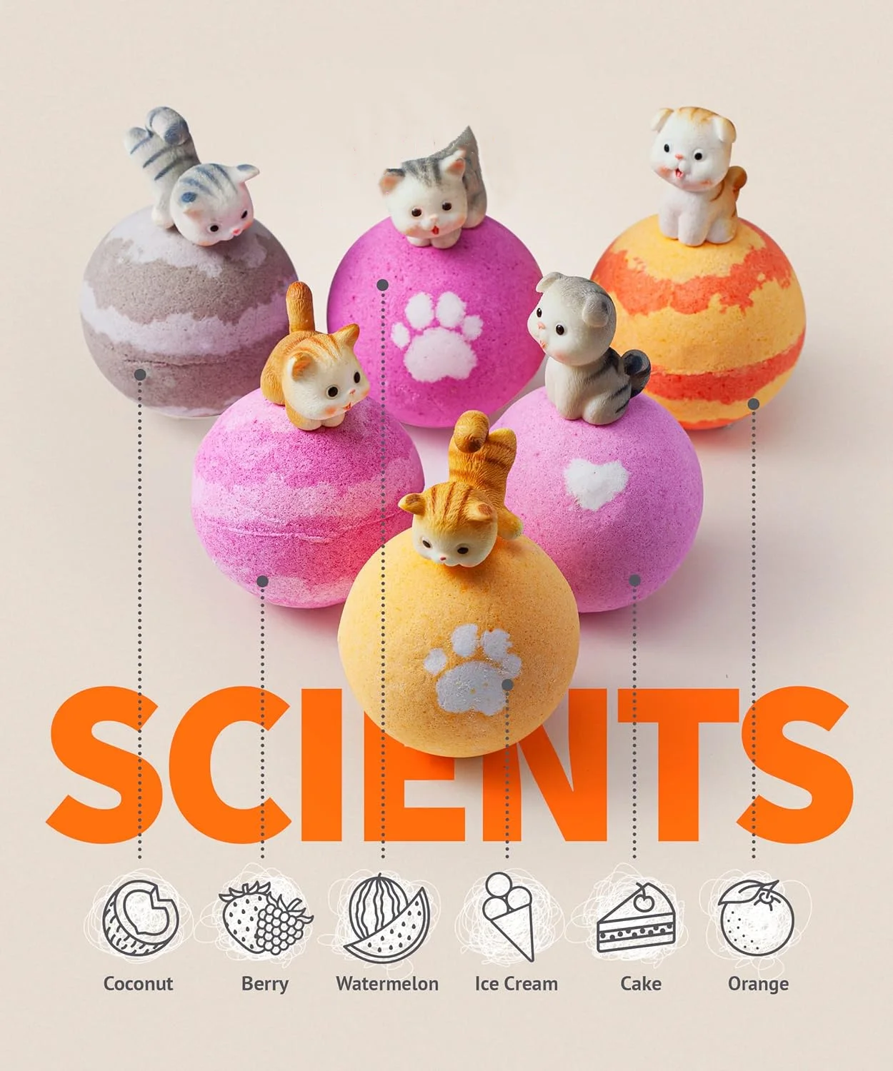 OEM Bath Supplies Organic Bathbombs hot sale lovely kitten cat toys inside moisture bath Salt Ball Toy bombs for kids