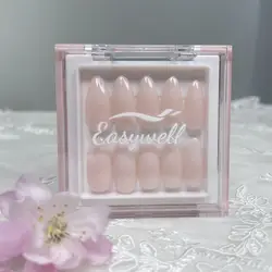 Luxury Bling Pink High Quality  False 3d Acrylic Design  Custom Press On Nails With Rhinestones And Box