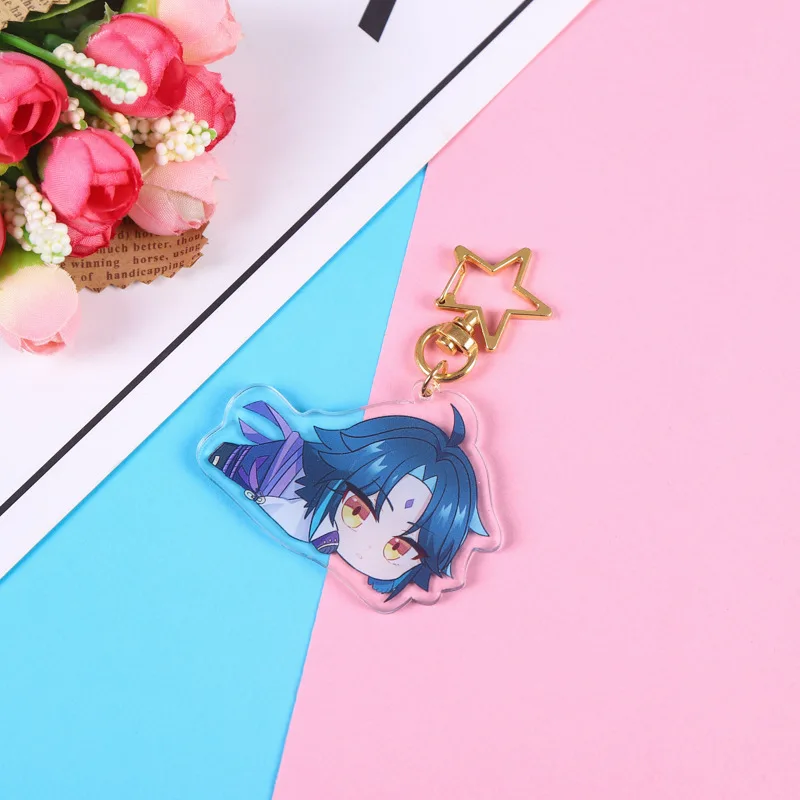 2022 New Cartoon Anime Acrylic Keychain Wholesale Transparent Double Layer genshin impact keychain